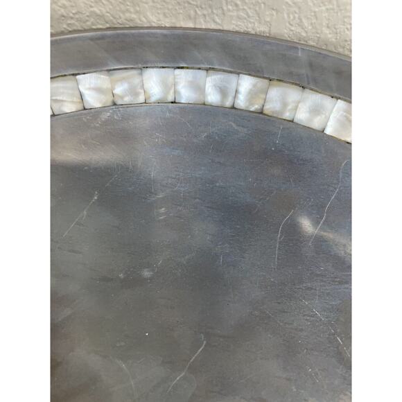 Vintage Towle Silversmiths Silver Aluminum Decorative Mother of Pearl Inlay Bowl - Picture 3 of 7